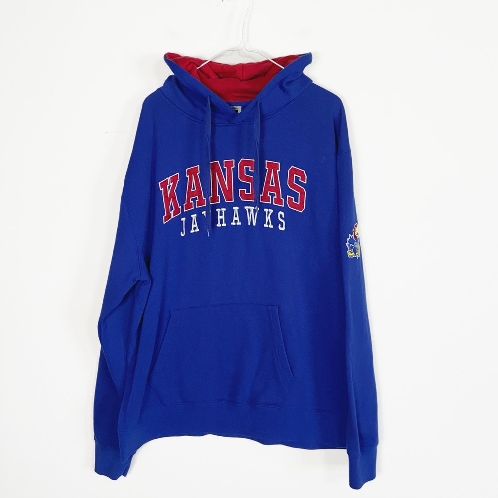 Kansas Jayhawks Stadium Athletics Blue & Red Hoodie Collegiate Mens size XXL